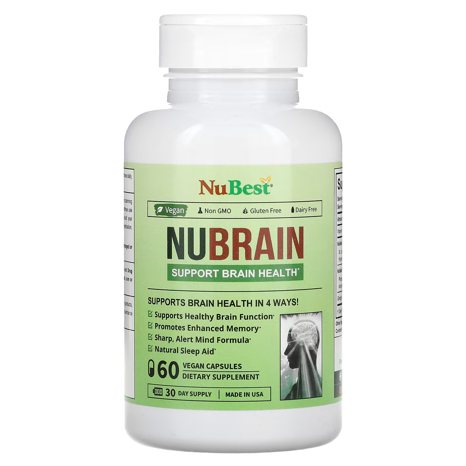 Мультивитамины NuBest Nubrain, 60 капсул nubest премиальный мультивитамин для женщин 60 вегетарианских капсул