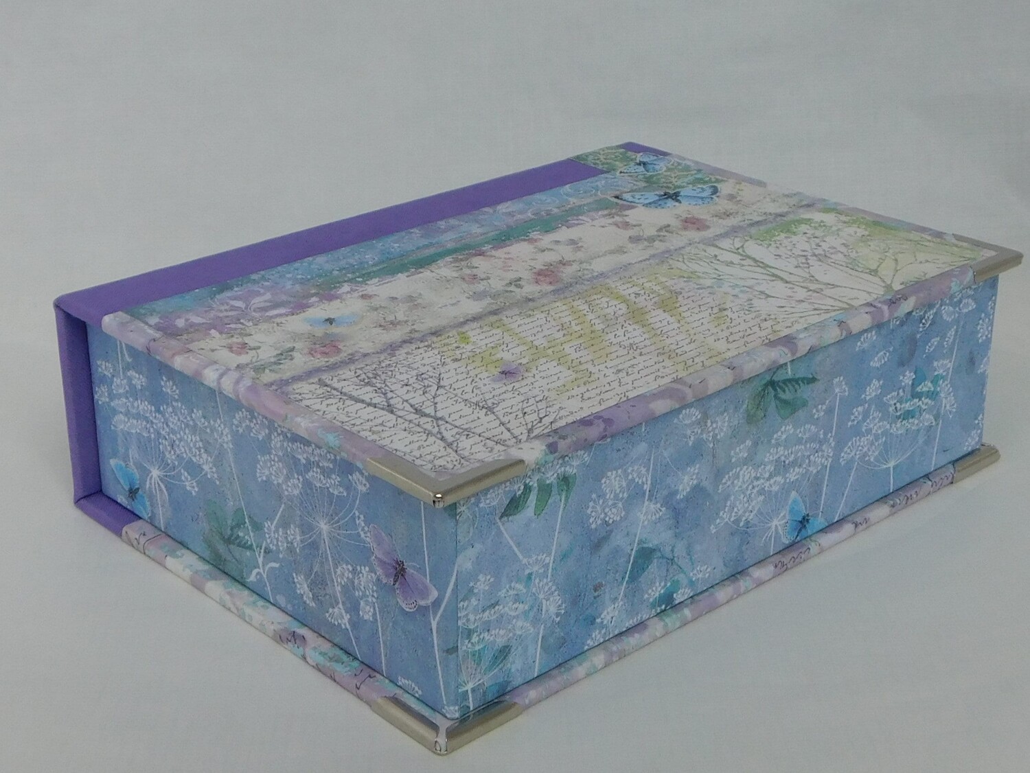 

Klappbox Handgefertigt Schachtel Fotokiste hübsche Geschenkverpackung Erinnerungkiste Schatzkiste Geschenk für Sie Motiv mit Schmetterling