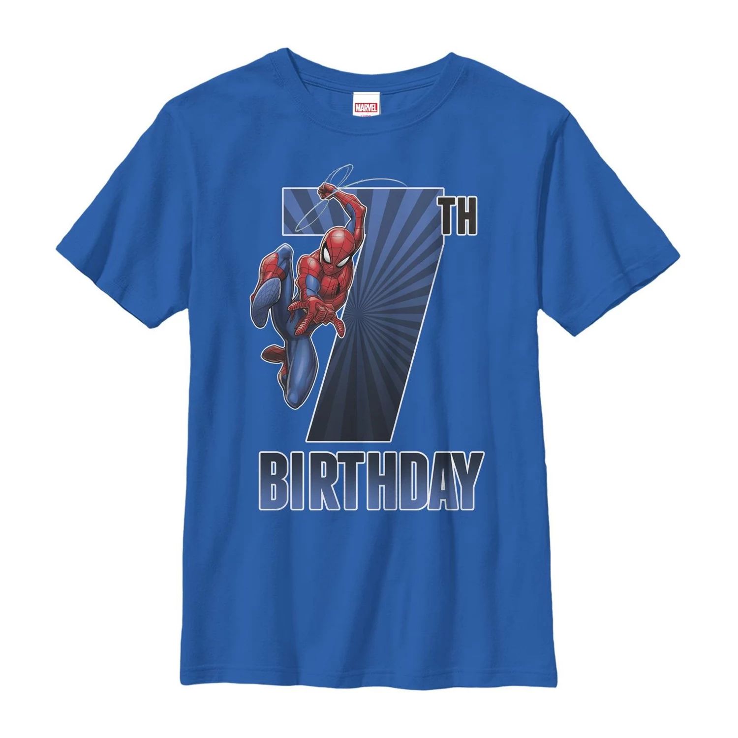 Футболка на седьмой день рождения с изображением Человека-паука Marvel для мальчиков 8–20 лет Licensed Character