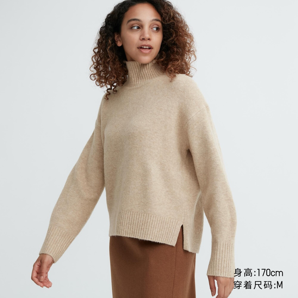 

Водолазка Uniqlo из пряжи, темно-бежевый
