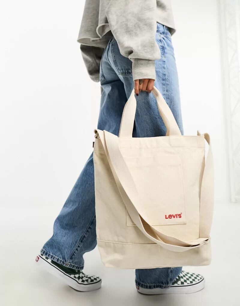 

Кремово-белая сумка-тоут Levi's с логотипом