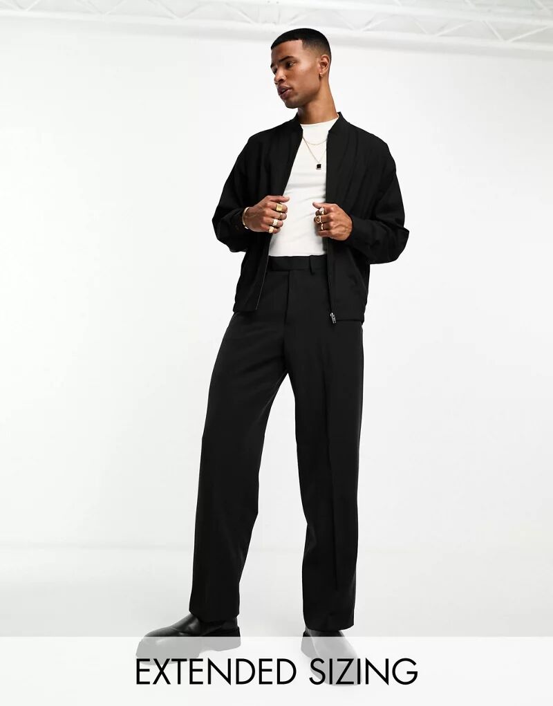 Черные элегантные широкие брюки ASOS