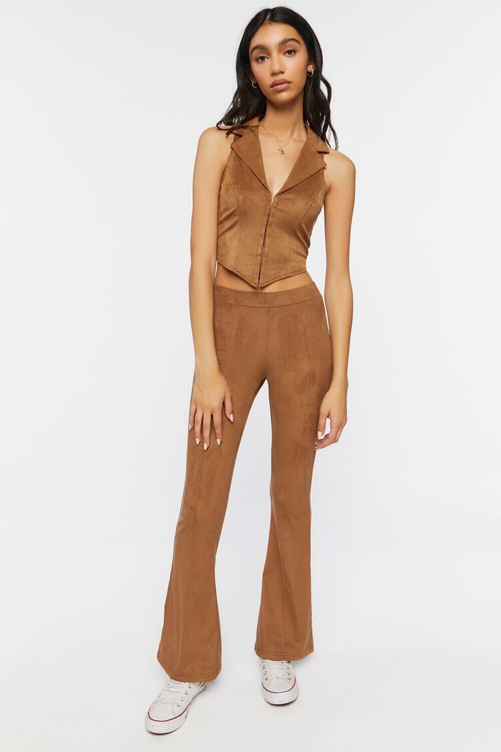 

Брюки-клеш из искусственной замши Forever 21, хаки