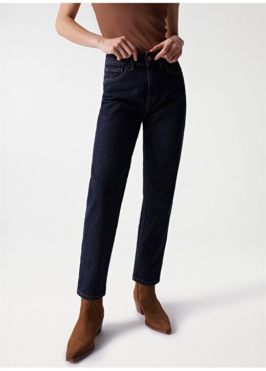 

Синие женские джинсовые брюки с завышенной талией Mom Fit 21004611 Salsa Jeans, синий
