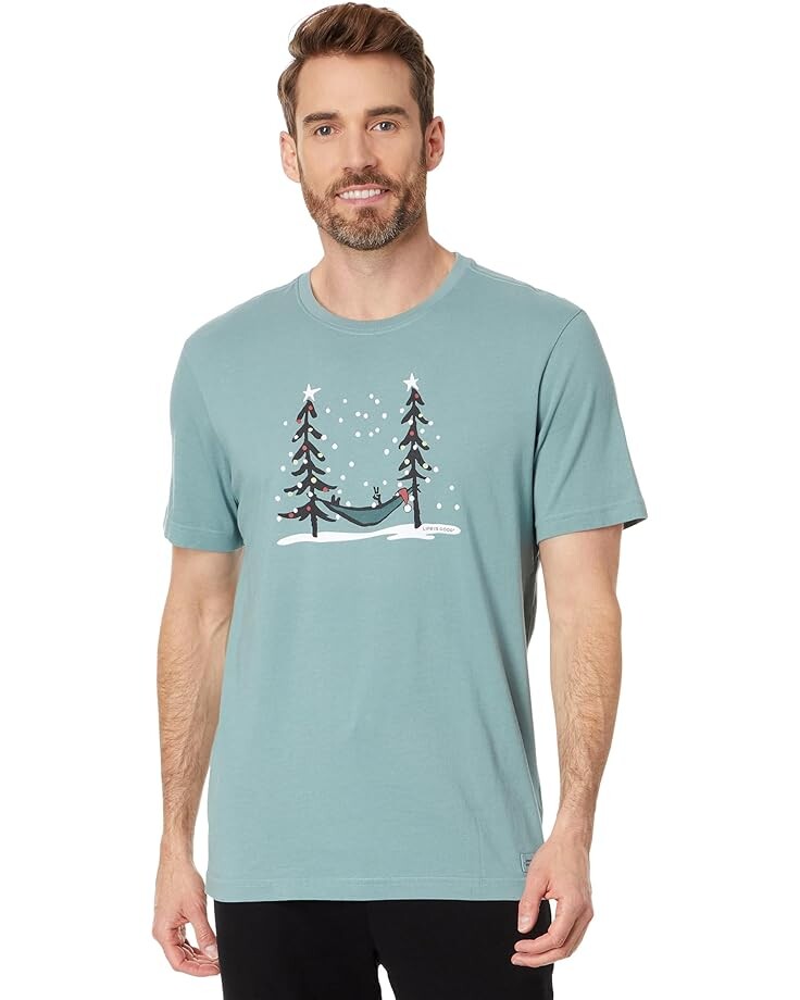 

Футболка Life is Good Peace Out Snow Hammock Short Sleeve Crusher, цвет Smoky Blue