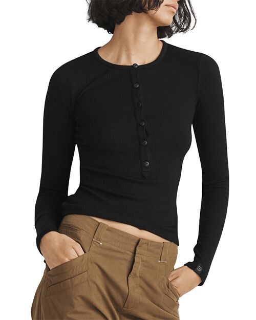 

Вязаная рубашка в рубчик rag & bone, цвет Black