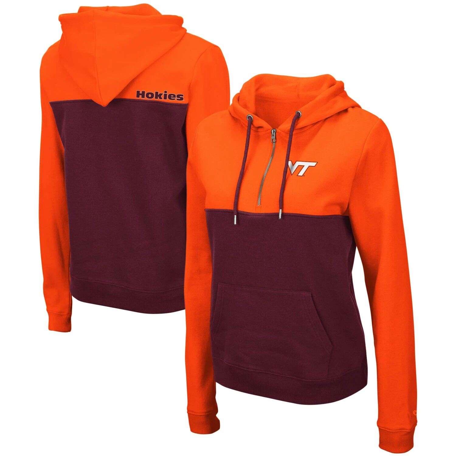 

Женская толстовка с капюшоном Colosseum Orange Virginia Tech Hokies Aidan и полумолнией до половины Colosseum