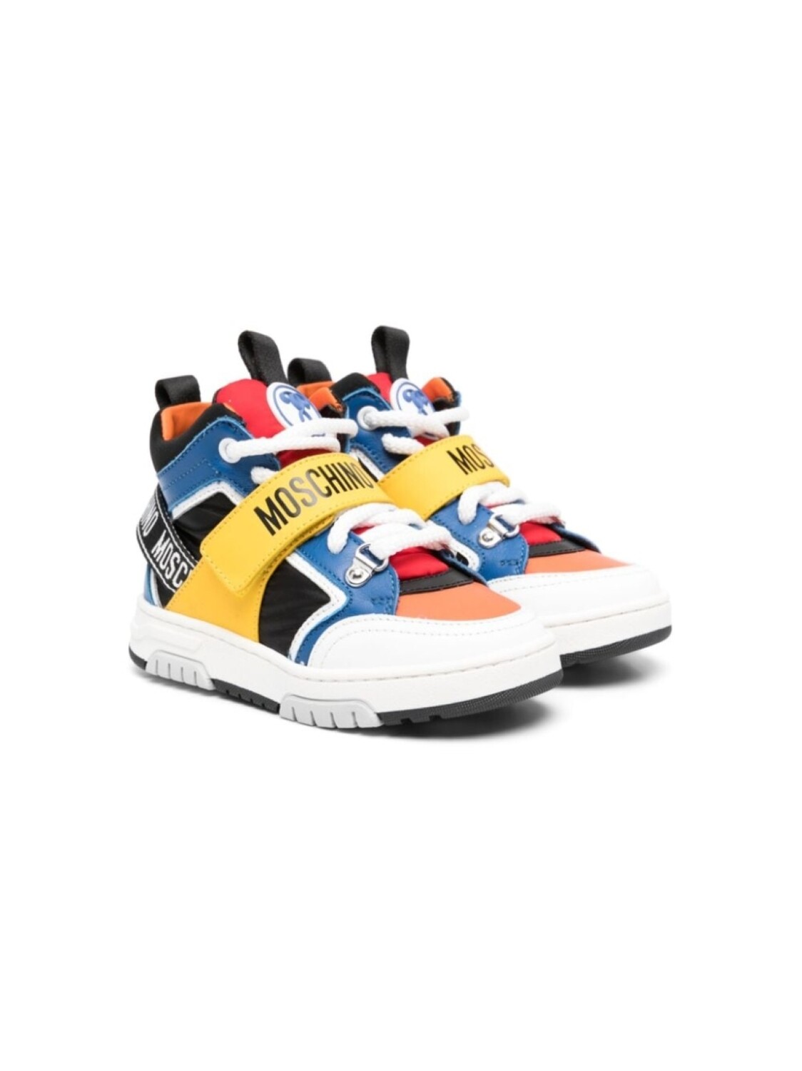 

Moschino Kids кроссовки со вставками и логотипом, синий