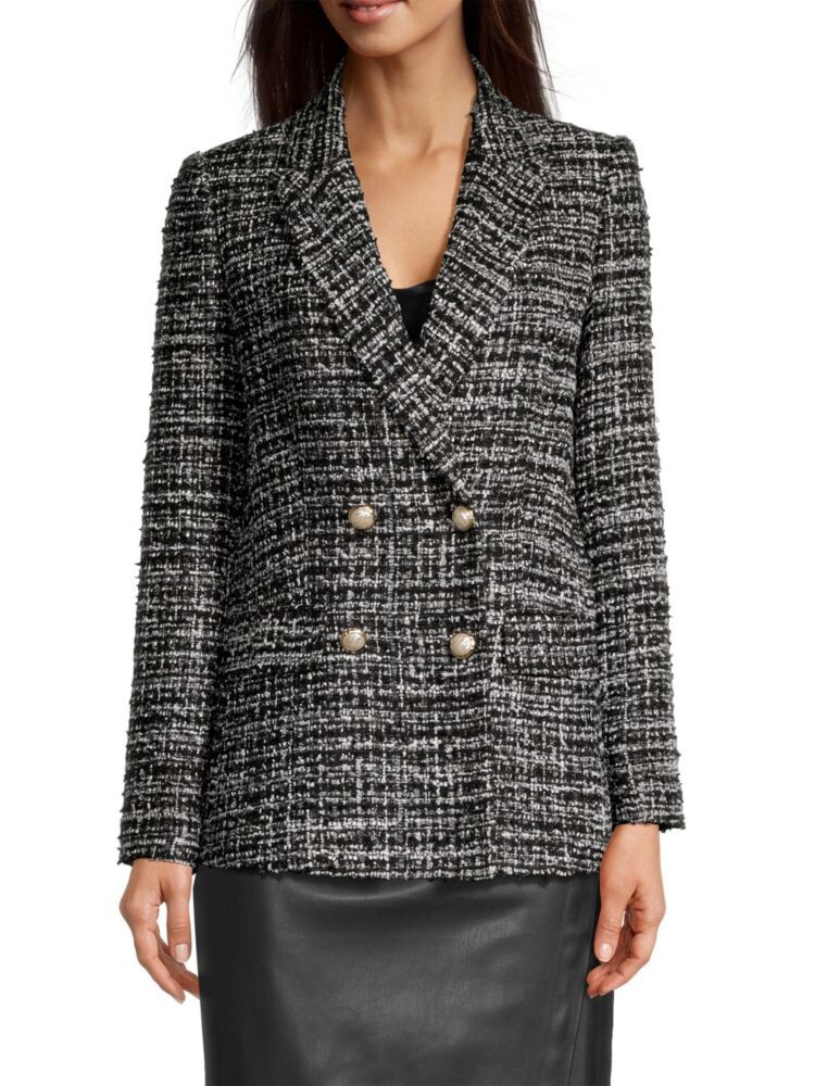 

Твидовый двубортный пиджак City Mist Donna Karan, цвет Black Silver