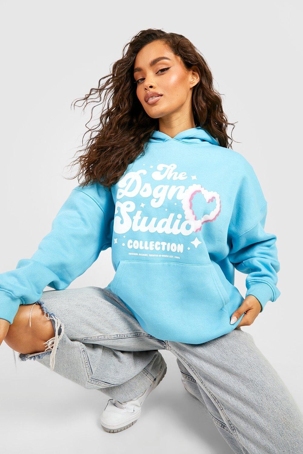 

Худи оверсайз с принтом dsgn studio Boohoo, аква