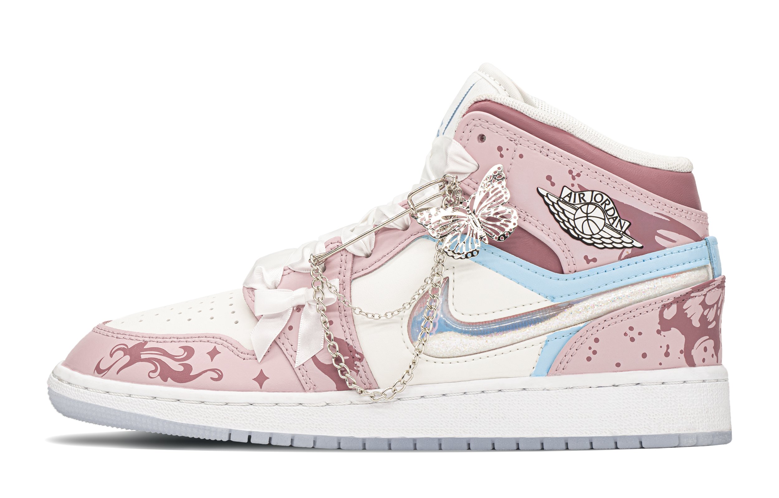 

Jordan Air Jordan 1 винтажные баскетбольные кроссовки женские, Pink and Blue