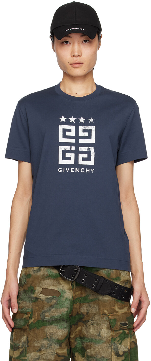 

Темно-синяя футболка со звездами 4G Givenchy