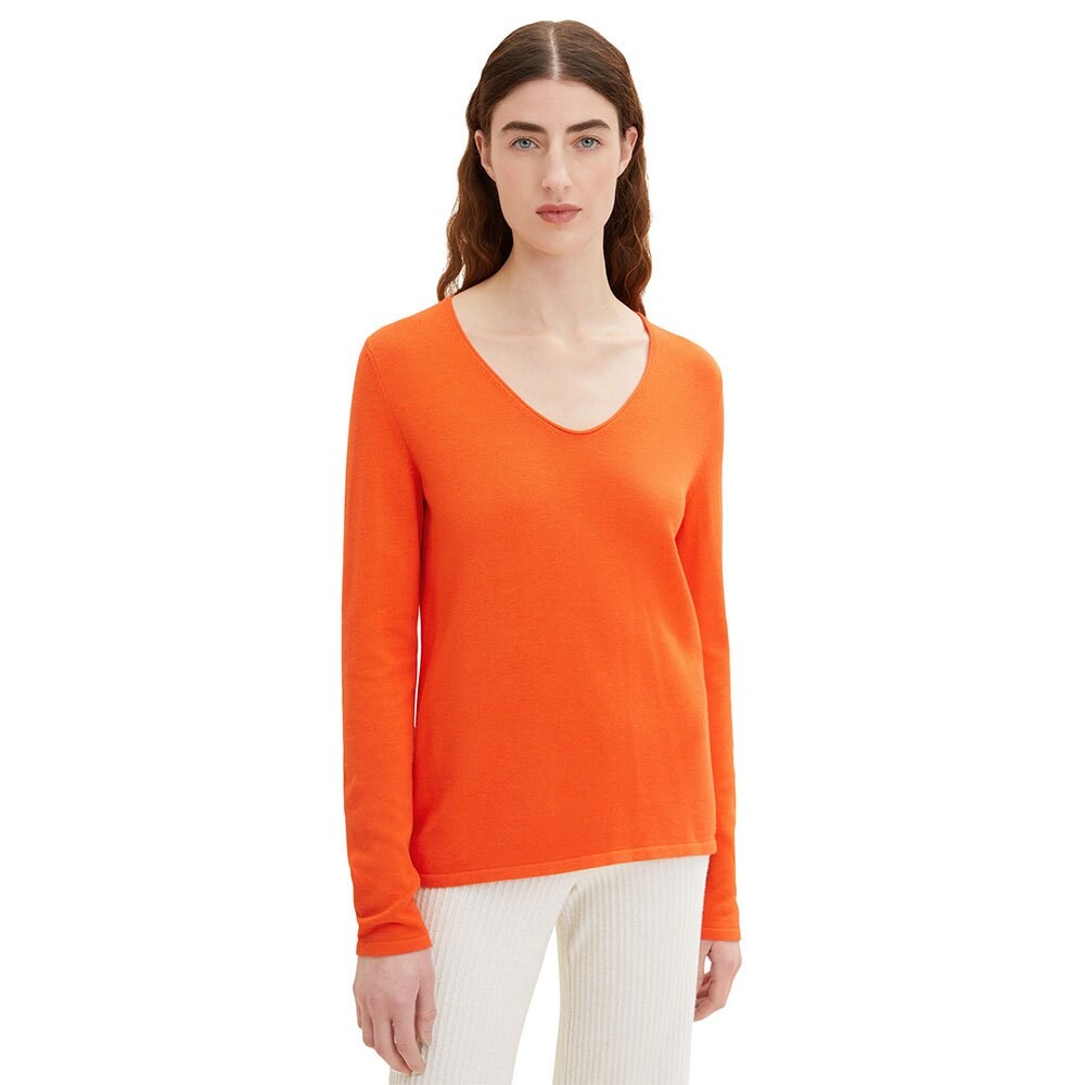 

Свитер Tom Tailor V-Neckline With Front Logo Coin, оранжевый
