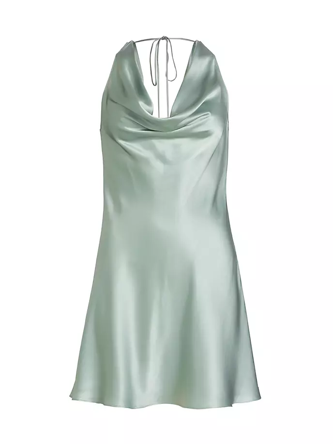 Шелковое мини-платье Mirai с воротником-хомутом Amanda Uprichard, цвет sea salt