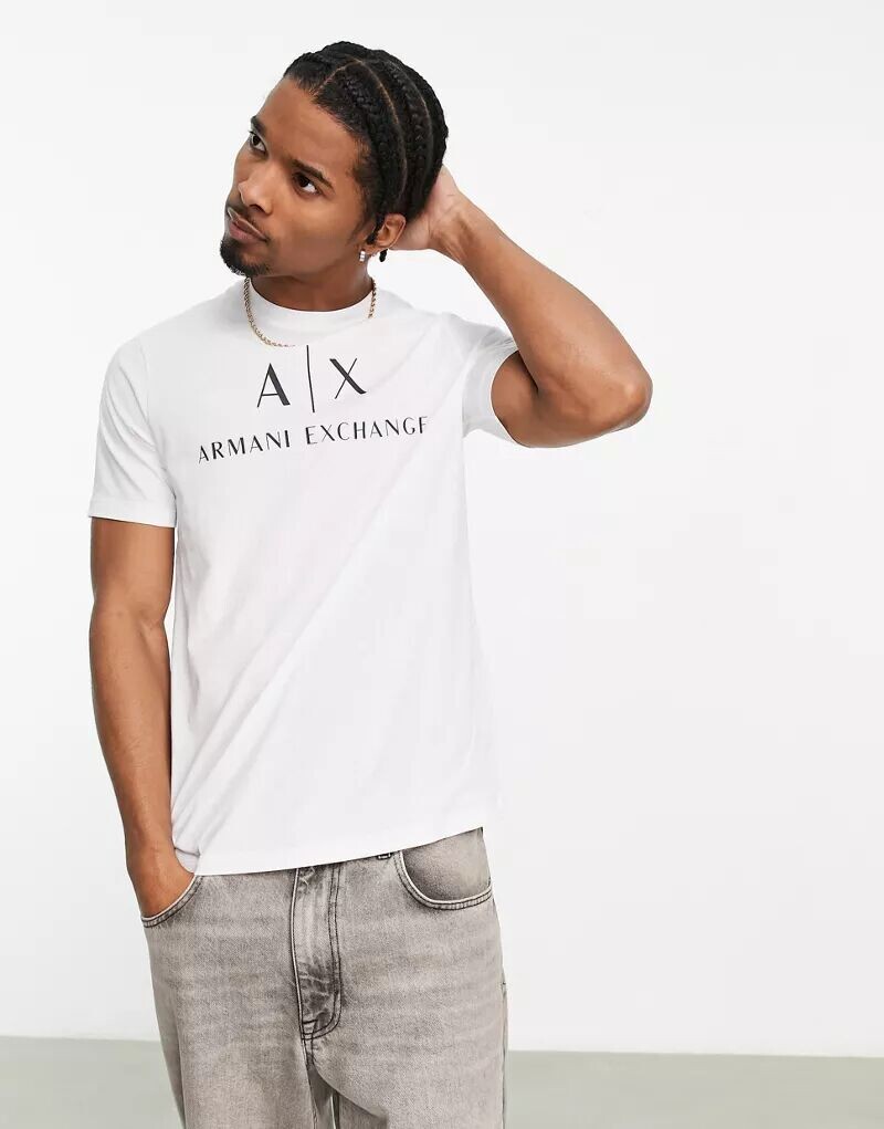 

Белая футболка с текстовым логотипом Armani Exchange