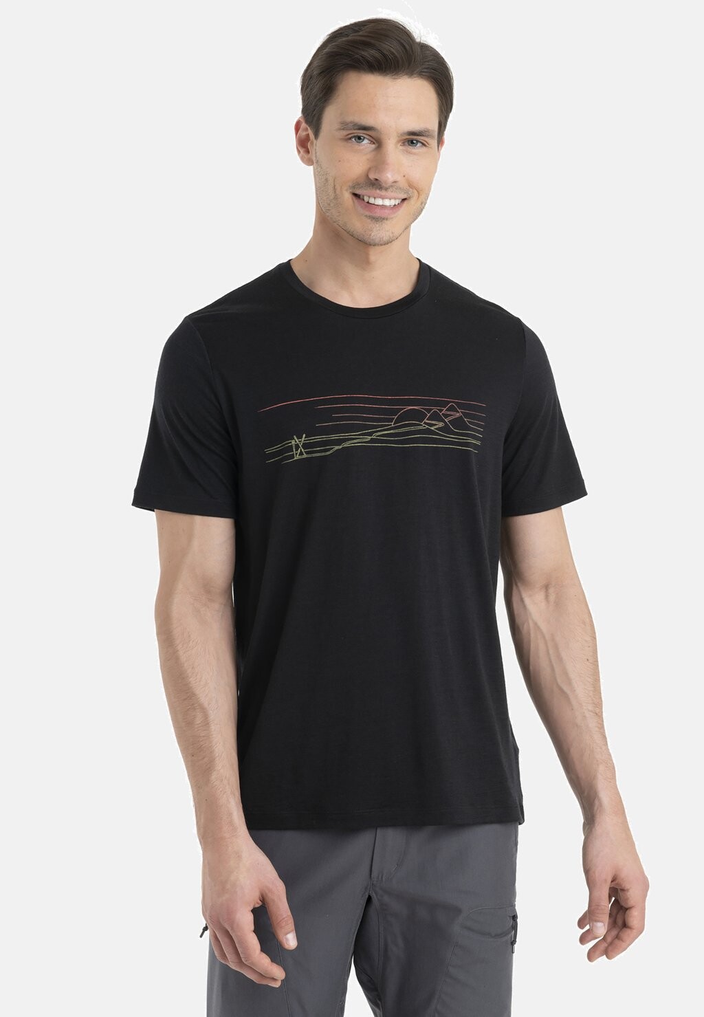 

Футболка с принтом Merino Tech Lite Ii Ss Tee Ski Stripes Icebreaker, черный