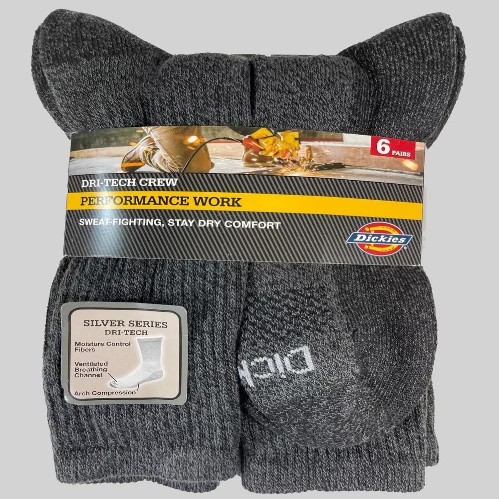 

Носки мужские Dickies Dri-Tech Crew, 6 пар, цвет Black Marl