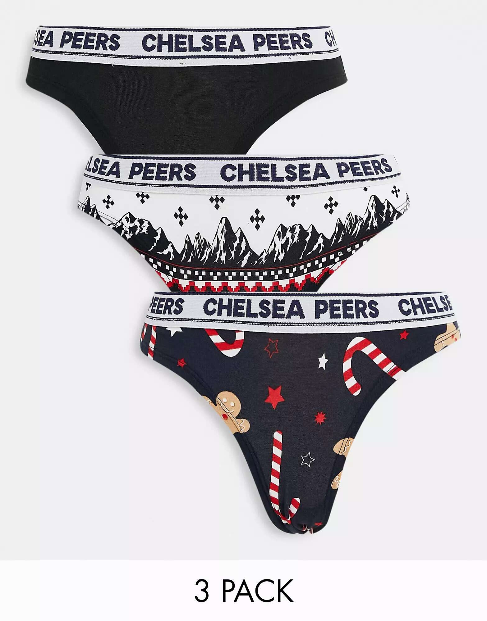 

Три пары трусов с высокой талией Chelsea Peers Christmas Fairisle