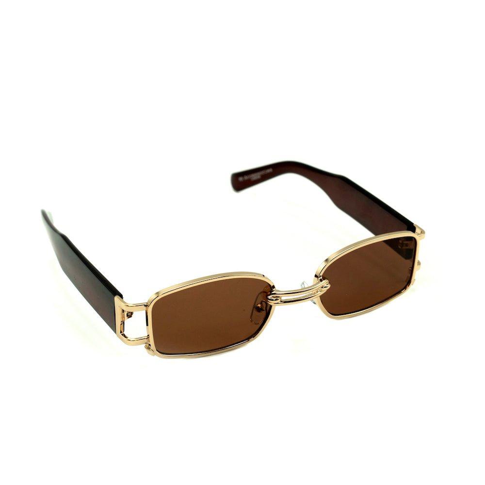 цена Массивные прямоугольные солнцезащитные очки коричневого и золотого цвета My Accessories London, коричневый
