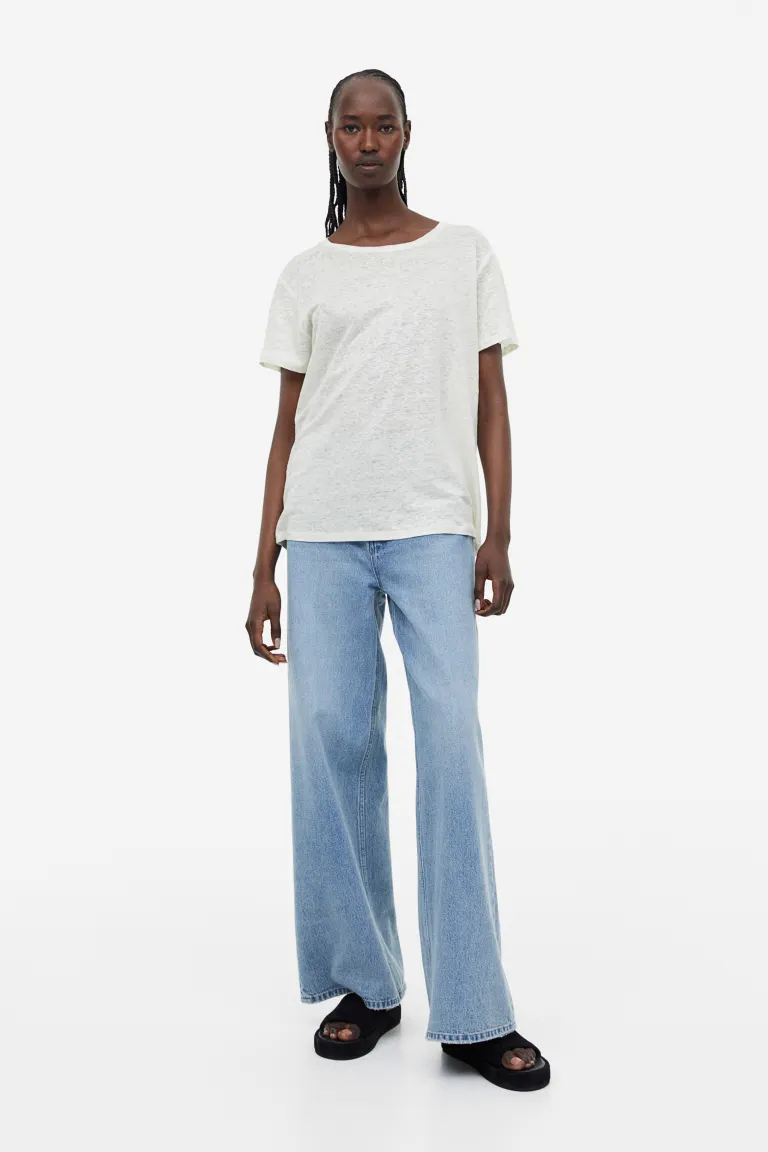 

Футболка из льняного джерси H&M, белый