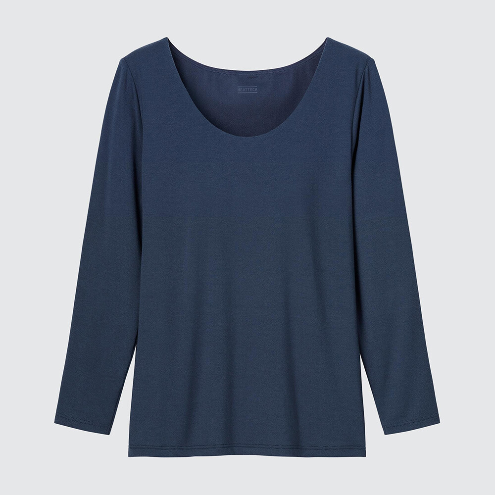 

Женская футболка Uniqlo HEATTECH Bra с U-образным вырезом, темно-синий