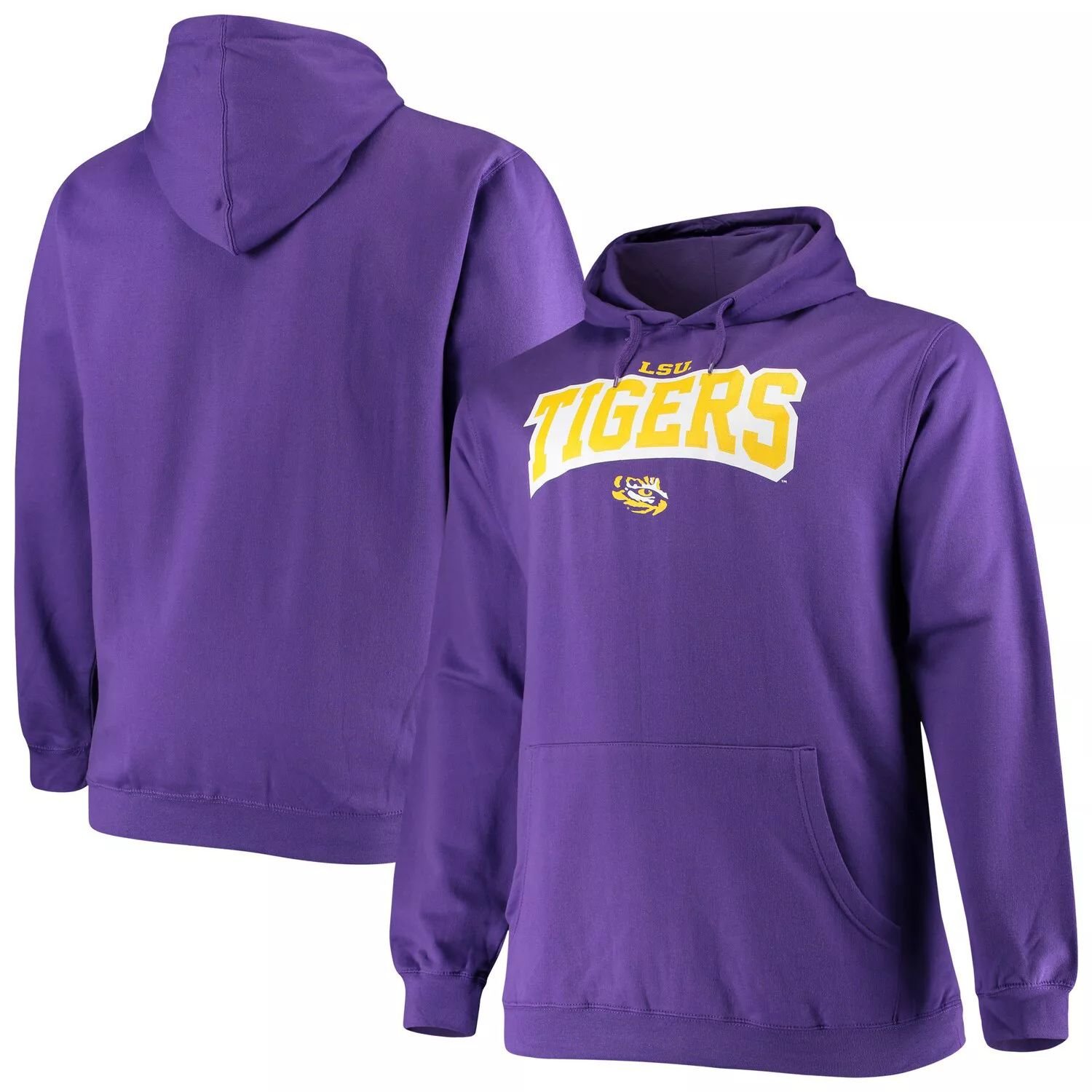 

Мужской фиолетовый флисовый пуловер с капюшоном LSU Tigers Big & Tall