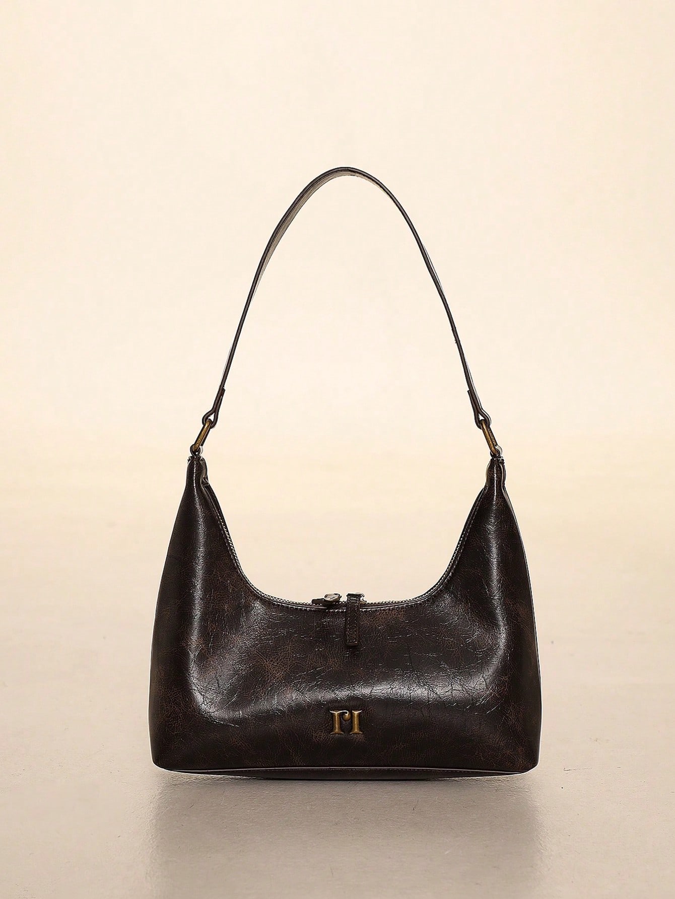 цена Винтажная сумка на плечо Y2k в западном стиле из искусственной кожи в форме полумесяца с металлическим декором, коричневый