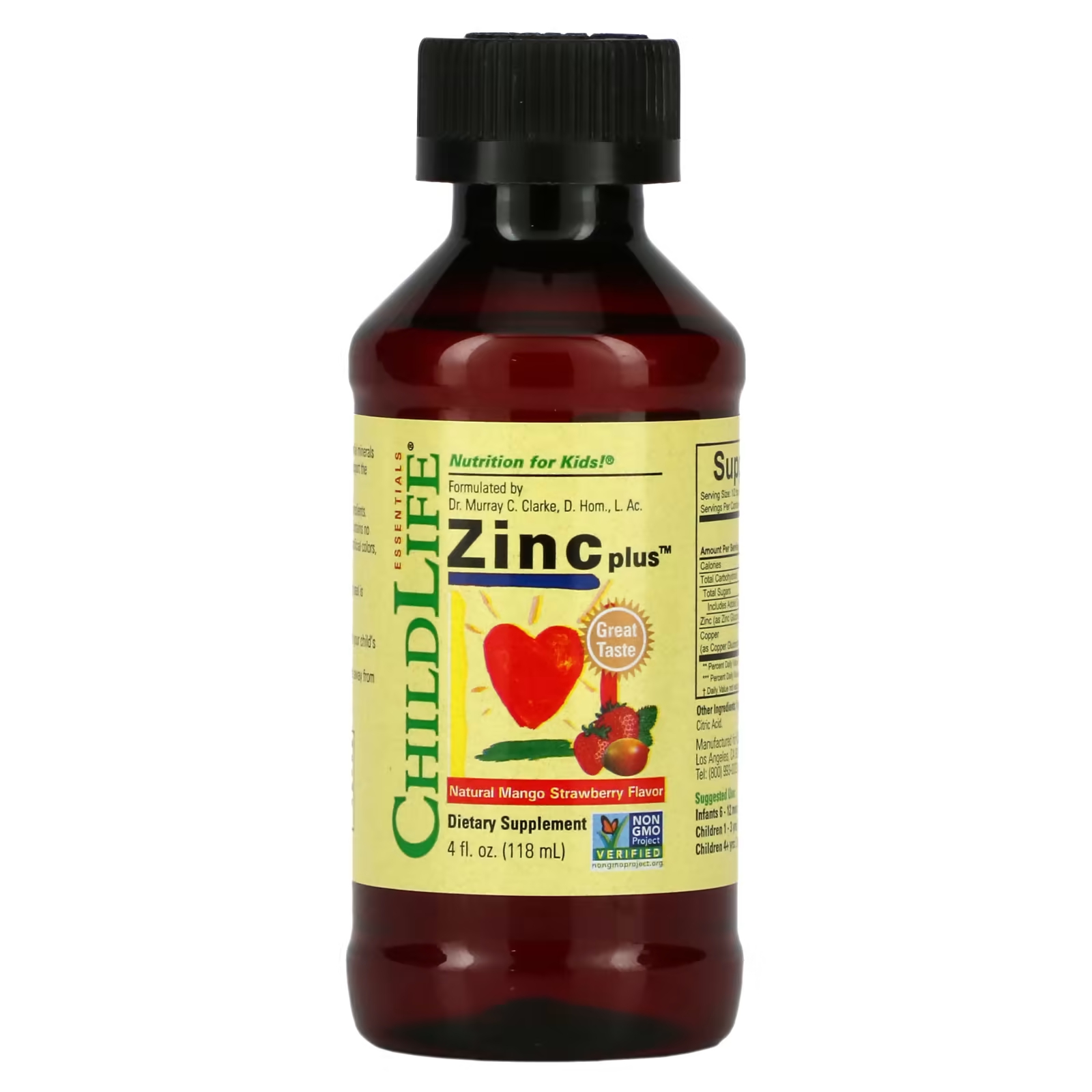 ChildLife Essentials Essentials Zinc Plus Natural Mango Strawberry 4 жидких унции (118 мл)