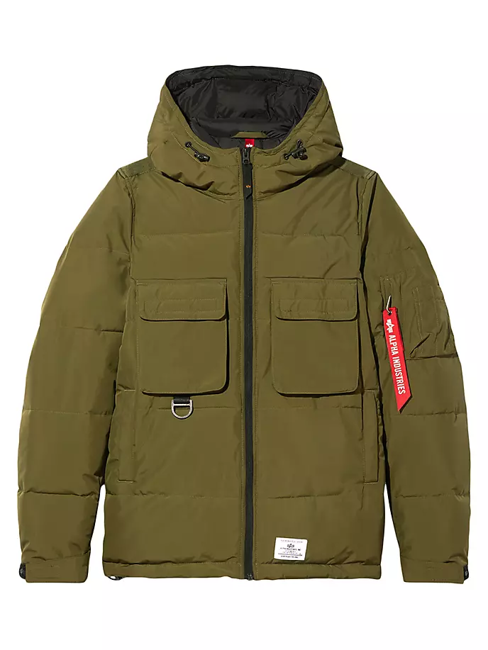 

Пуховик с капюшоном Alpha Industries, темно-зеленый