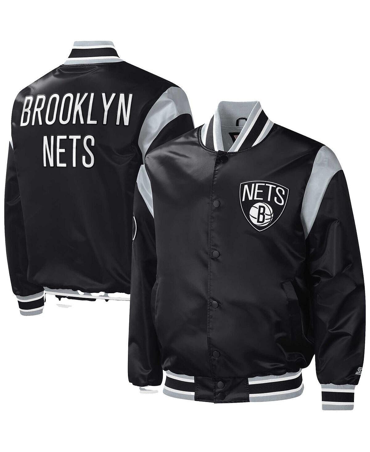 

Мужская черная атласная университетская куртка с застежкой Brooklyn Nets Force Play Starter, Черный