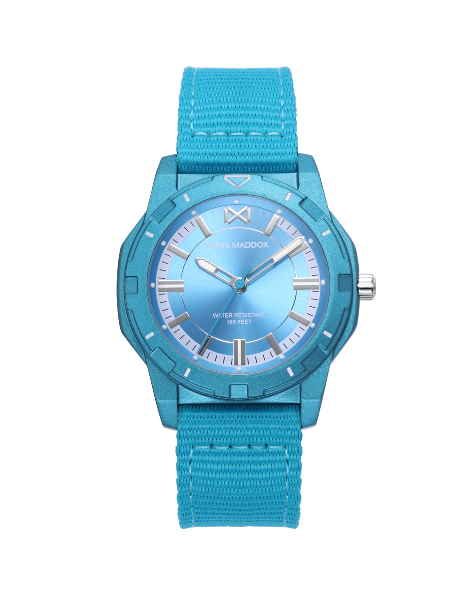 Женские часы Mission, алюминиевый корпус, нейлоновый ремешок голубого цвета Mark Maddox, синий