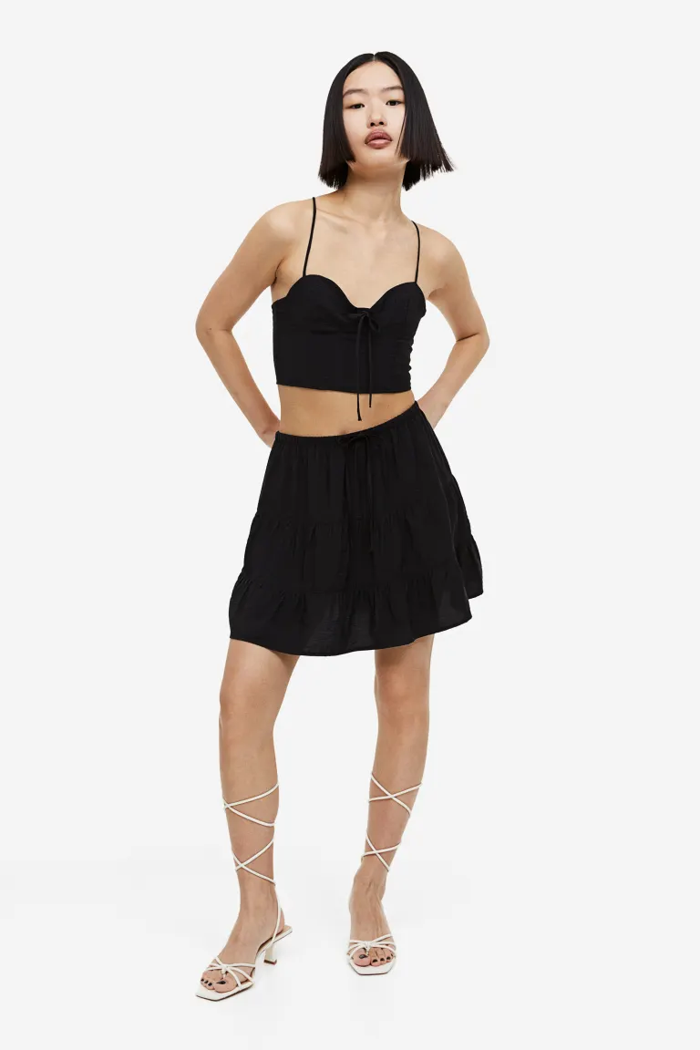 

Мини-юбка с рюшами H&M, черный