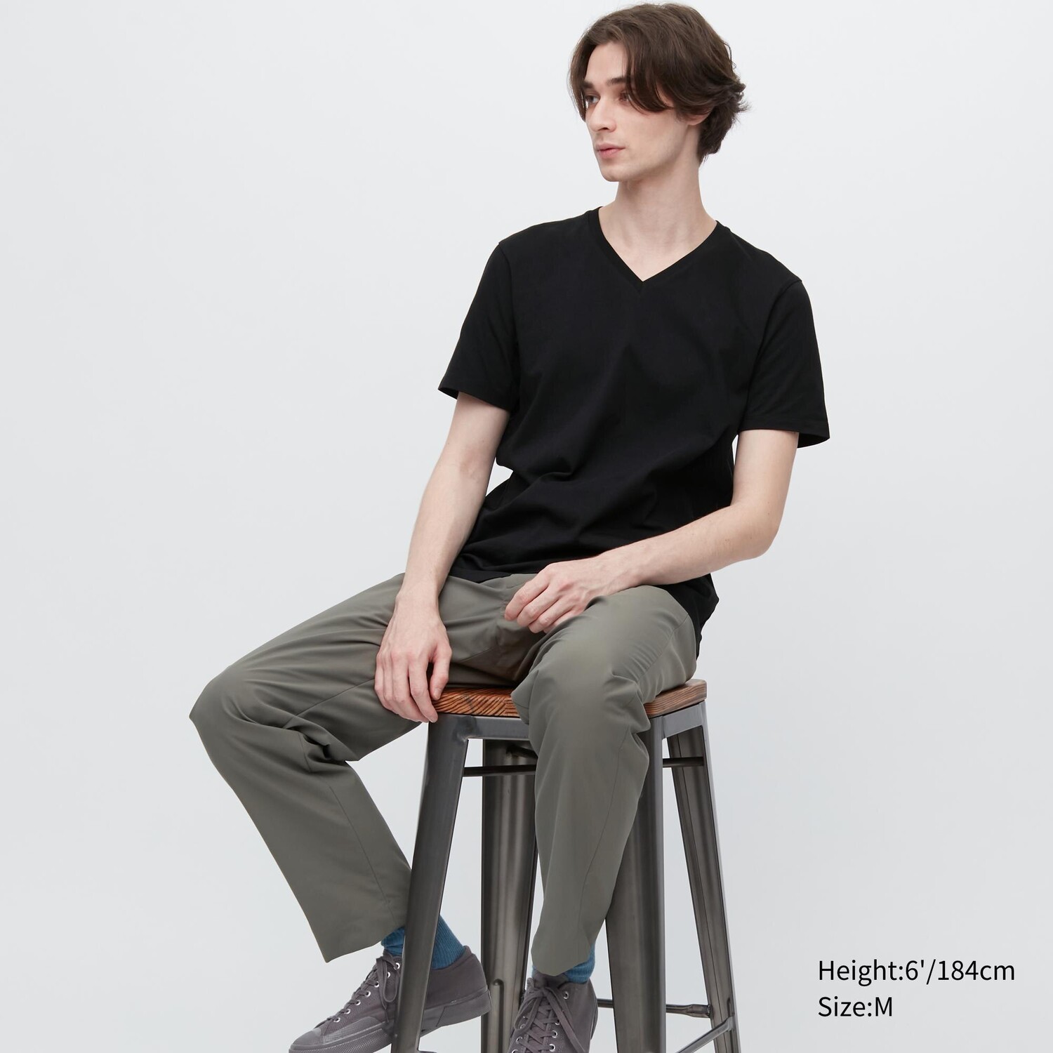 

Футболка мужская Uniqlo Supima с V-образным вырезом, черный
