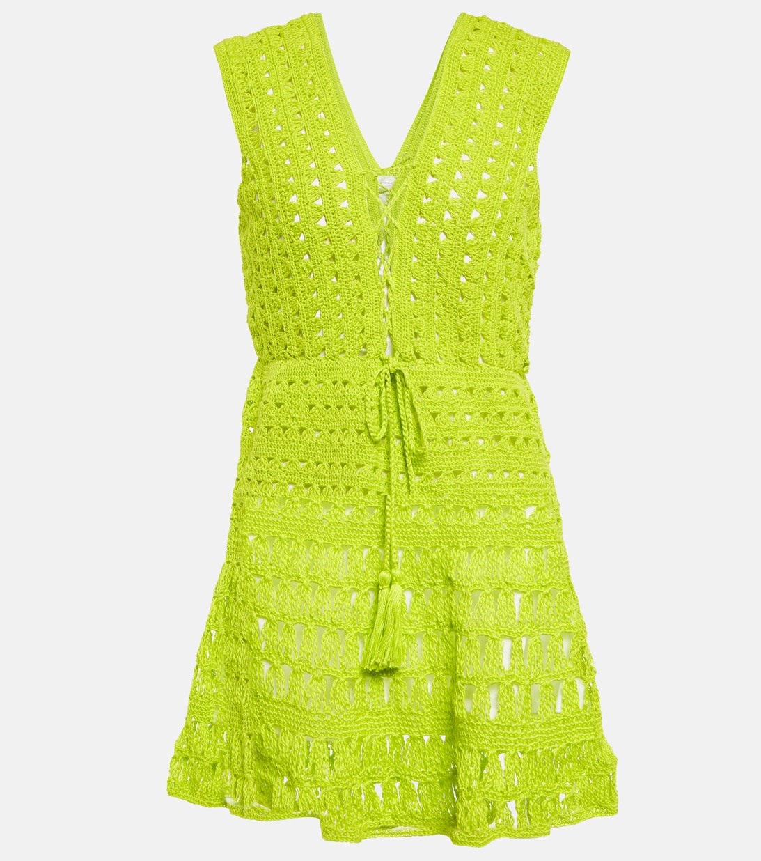 цена Мини-платье Jennifer из хлопка крючком ANNA KOSTUROVA, зеленый