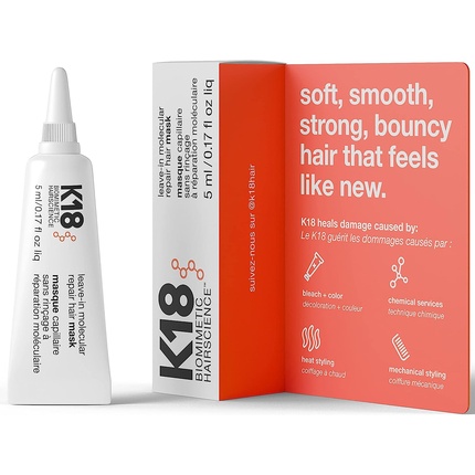 цена Несмываемая маска для молекулярного восстановления волос Biomimetic Hairscience 5 мл 1 г, K18