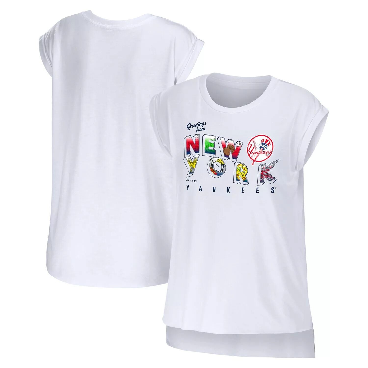 

Женская одежда от Erin Andrews Белая футболка New York Yankees Greetings From