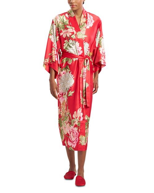 

Атласный халат с цветочным принтом Natori, цвет Red