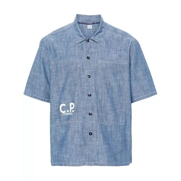 

Футболка logo-print denim shirt Cp Company, синий