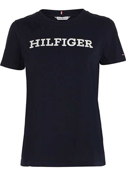 

Синяя женская футболка с круглым вырезом с принтом Tommy Hilfiger, Синий