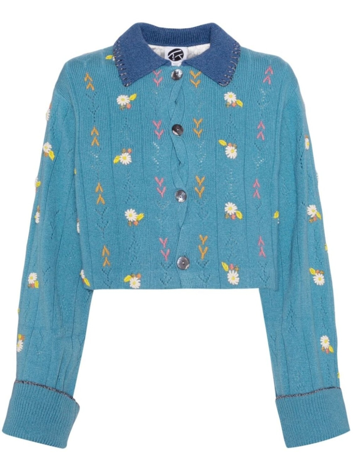 

YANYAN KNITS кардиган с рисунком «Дэйзи», синий