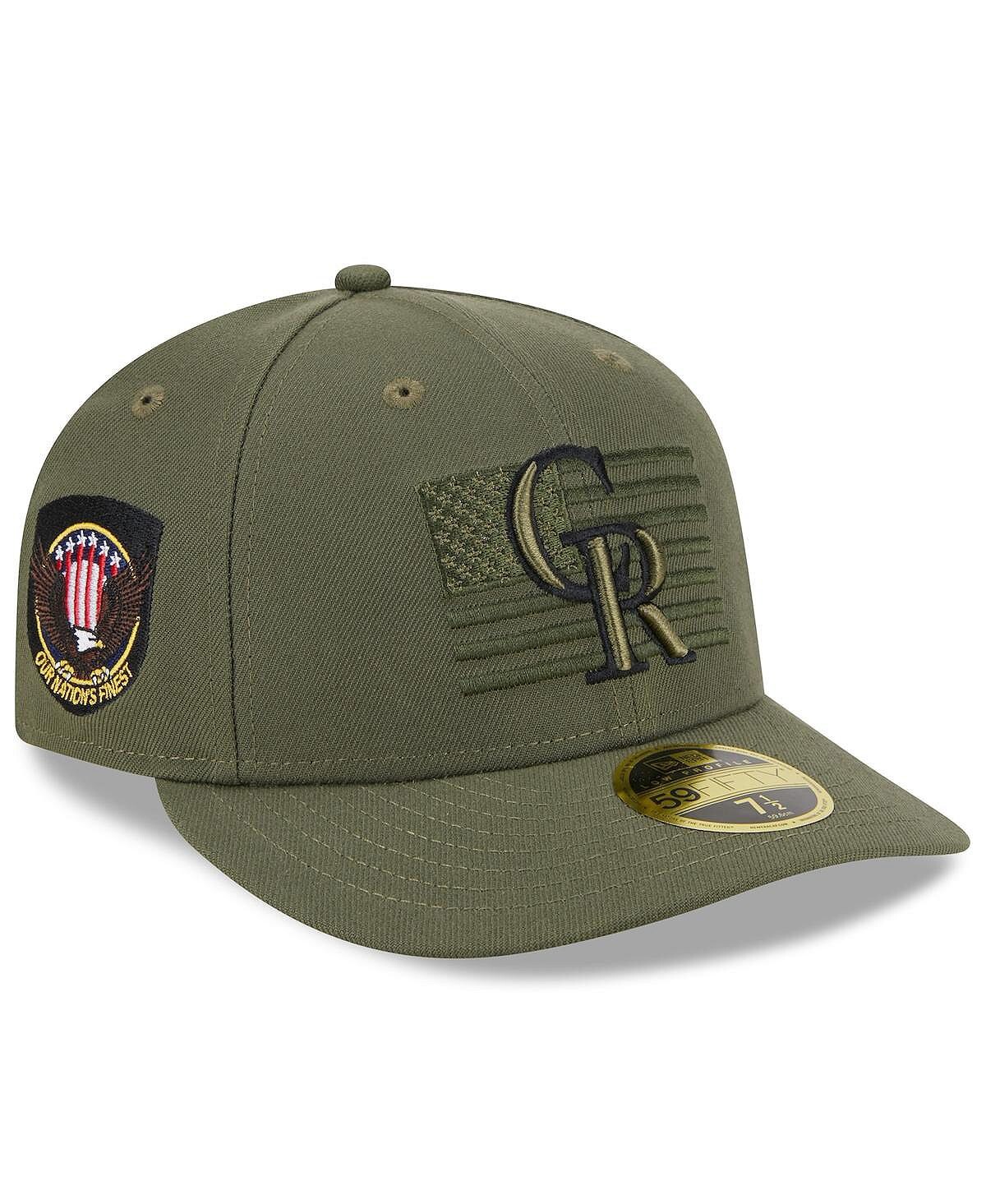 

Мужская зеленая приталенная шляпа Colorado Rockies 2023 с низким профилем 59FIFTY ко Дню вооруженных сил New Era