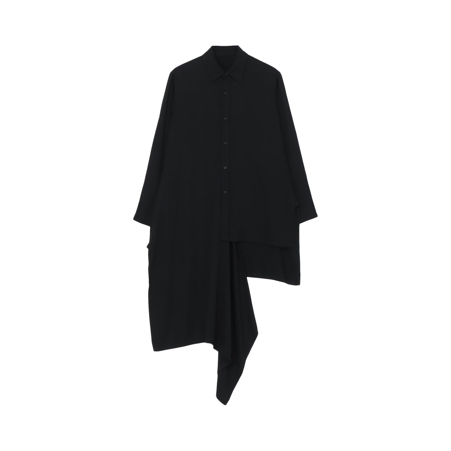 

Yohji Yamamoto Асимметричная длинная рубашка из искусственного шелка, цвет Черный