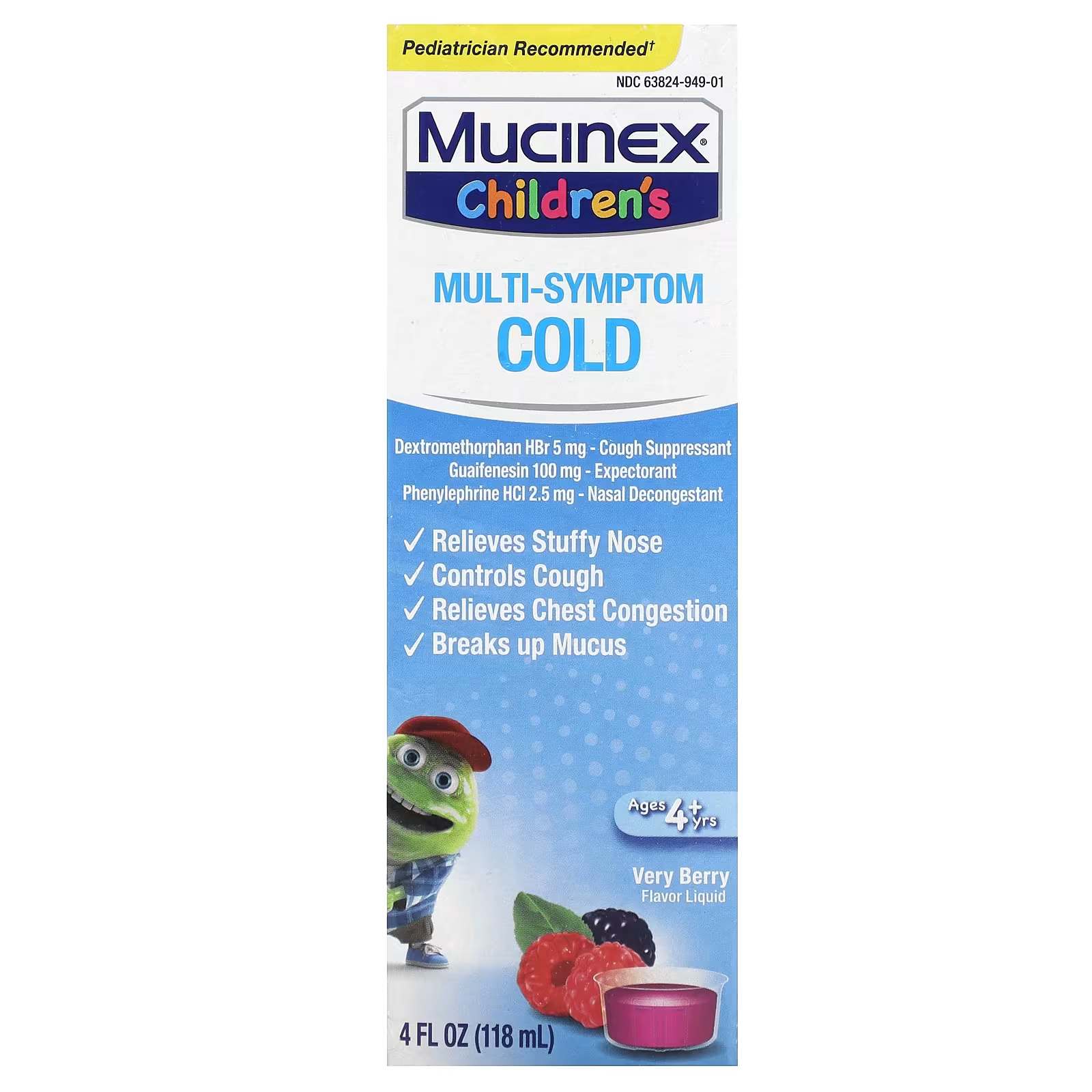 цена Детский мультисимптомный препарат от простуды Mucinex ягодный, 118 мл