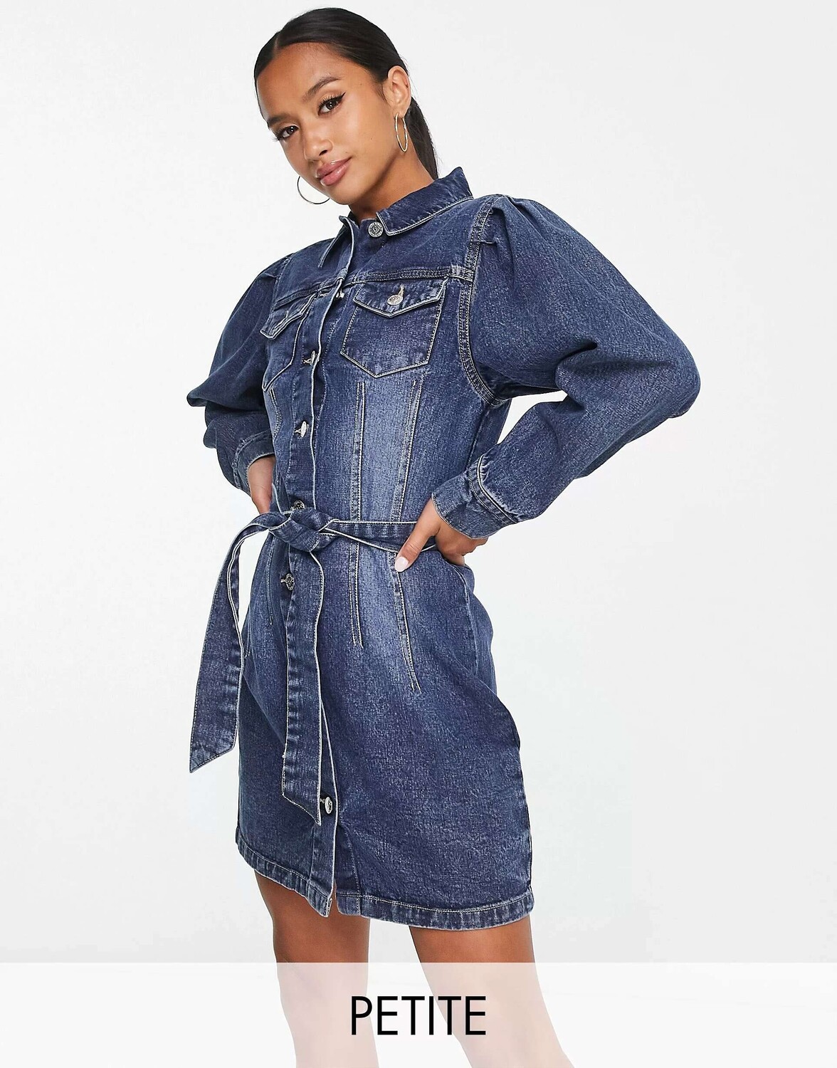 

Платье-рубашка с поясом Miss Selfridge Petite средней стирки