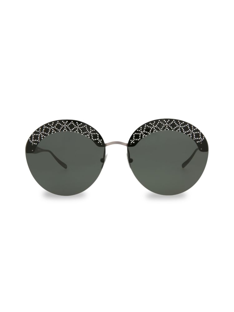 Круглые солнцезащитные очки Alaia 61MM Alaïa, цвет Ruthenium