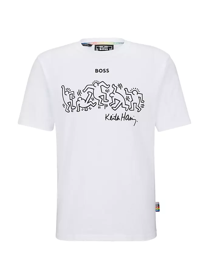 

Гендерно-нейтральная футболка Boss x Keith Haring со специальным логотипом Boss, белый