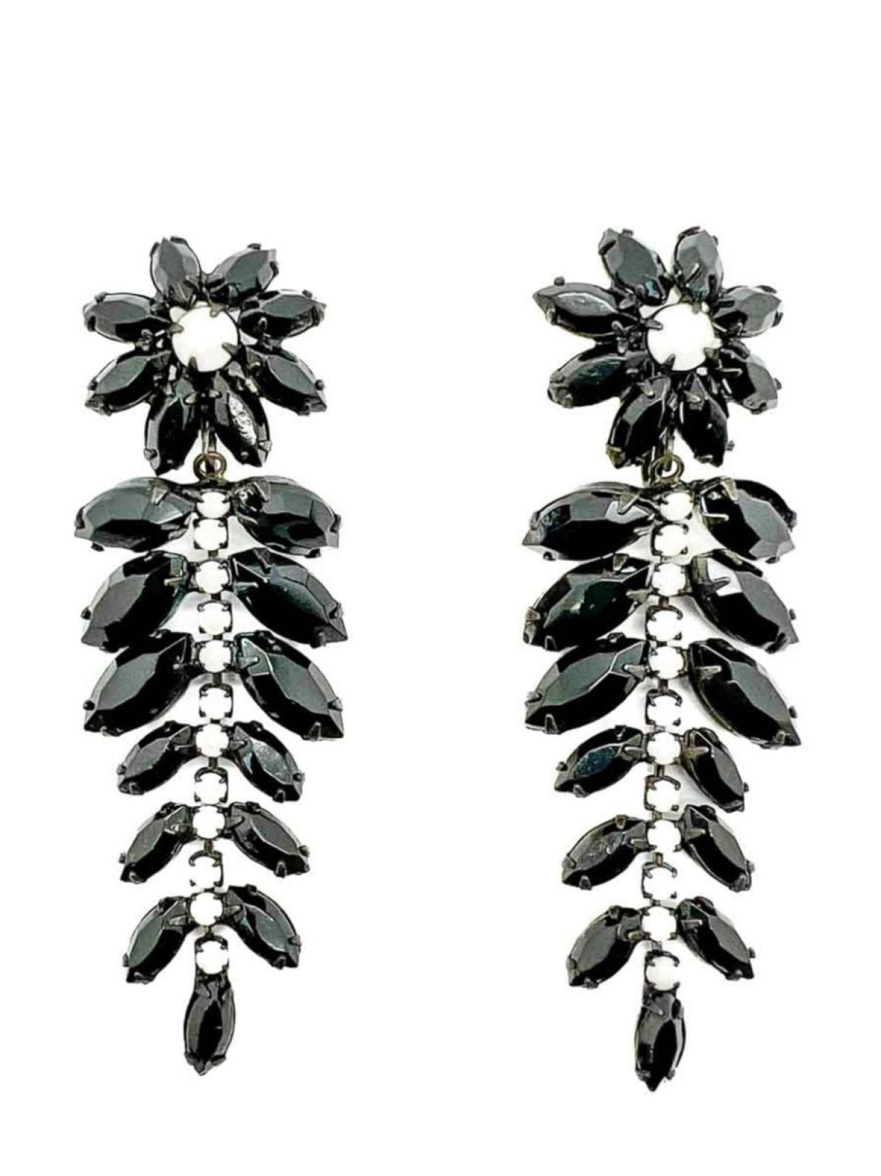 

Винтажные серьги-подвески Hattie Carnegie Monochrome Floral 1960-е гг Jennifer Gibson Jewellery, черный