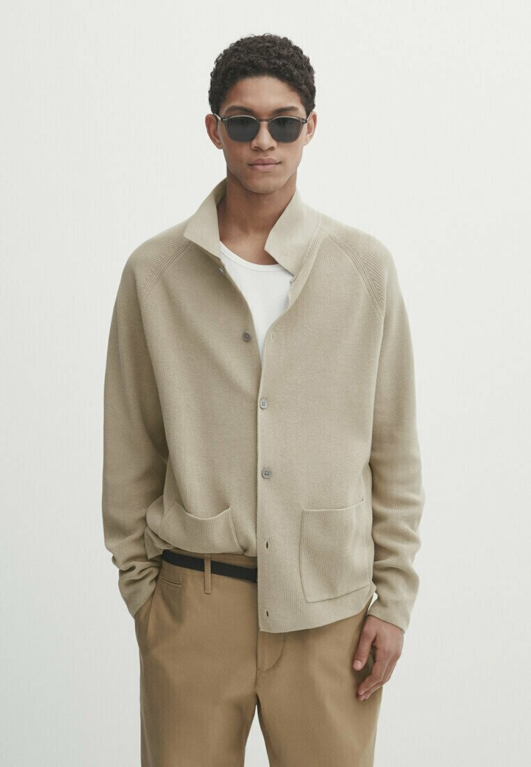 Кардиган BUTTONED WITH POCKETS Massimo Dutti, цвет beige