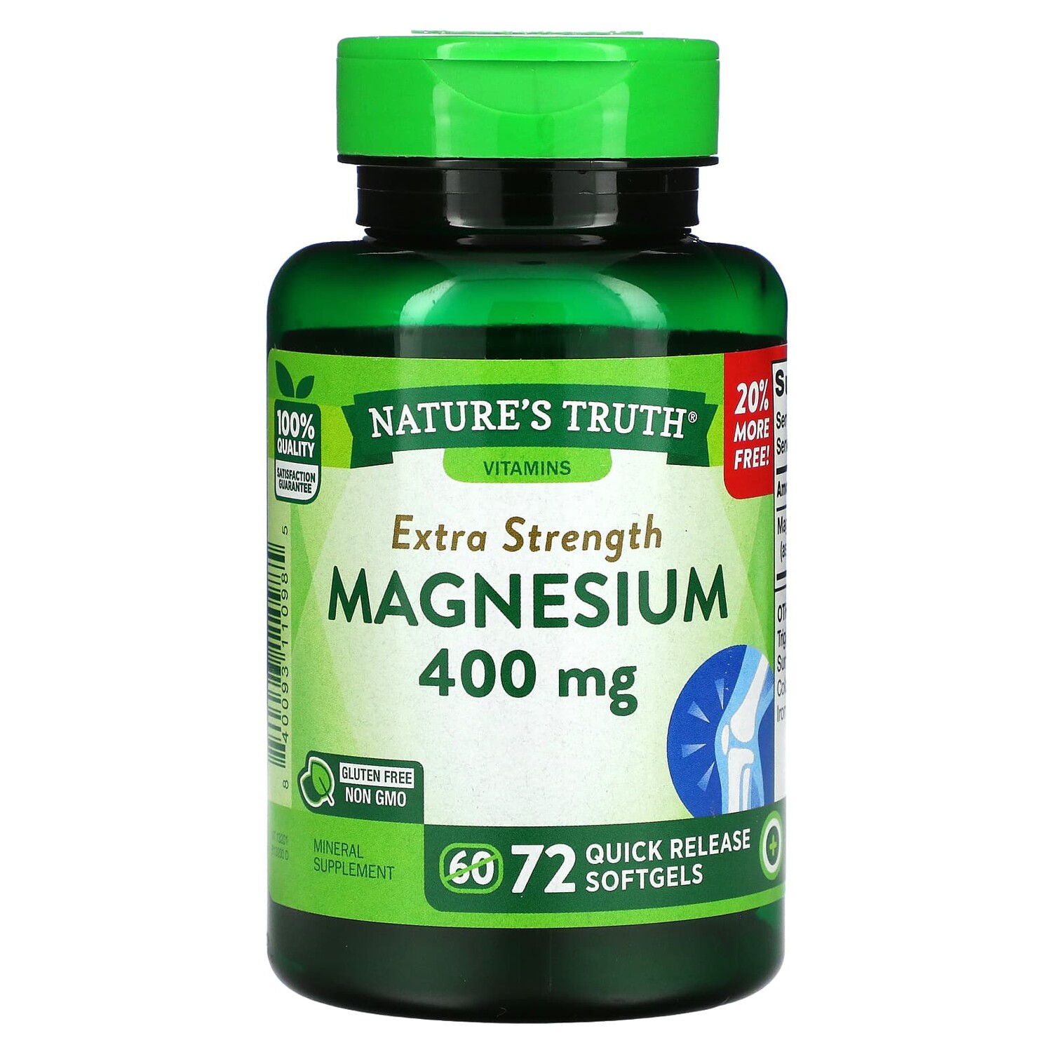 

Магний Extra Strength, 400 мг, 72 мягких капсулы быстрого высвобождения, Nature's Truth