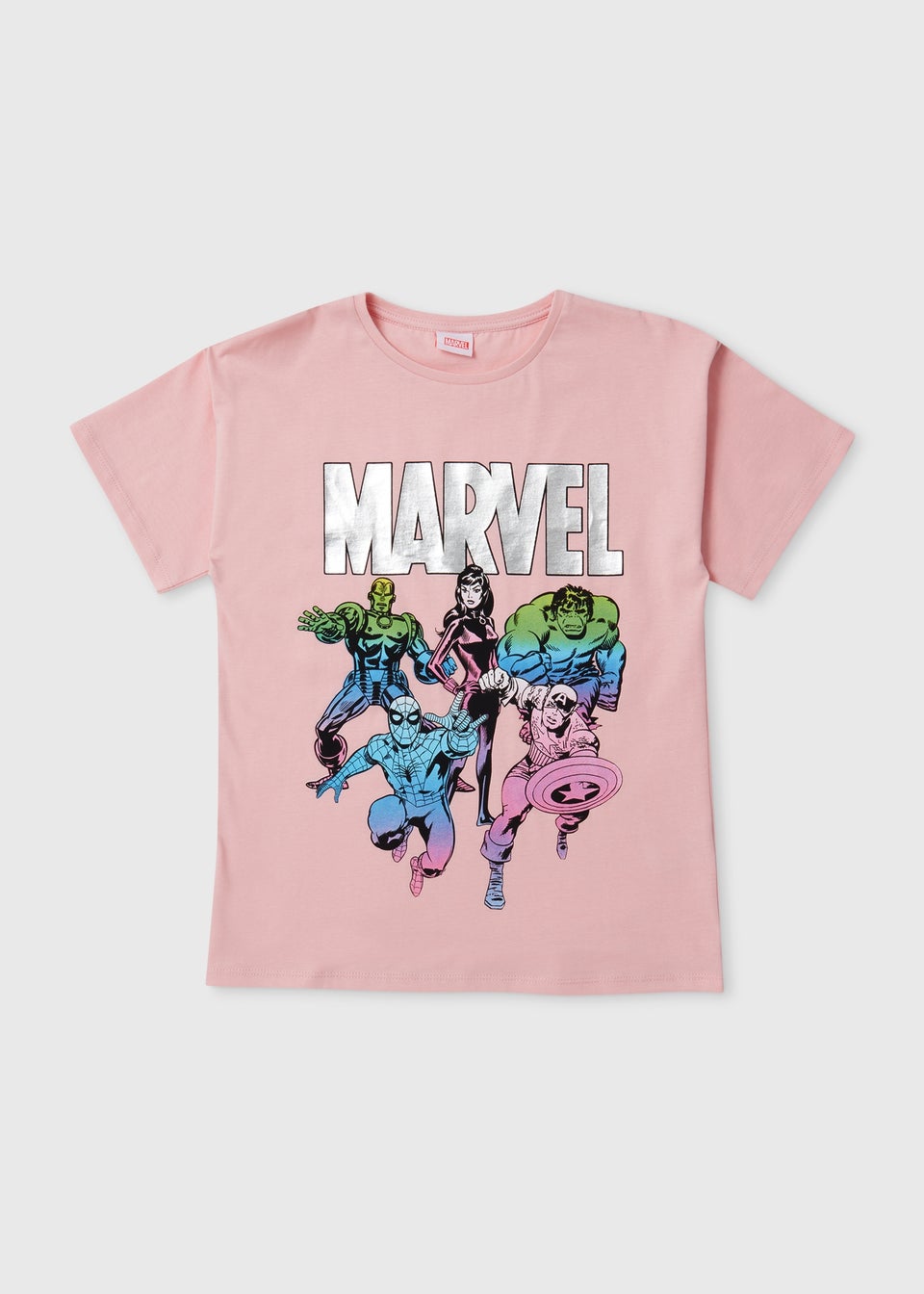 Розовая футболка с героями Marvel для девочек (5–12 лет), бежевый